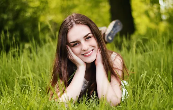 Picture girl, smile, summer, look, portrait