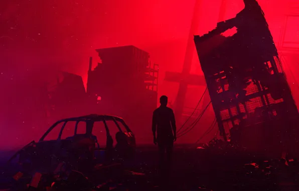 The city, People, Light, Silhouette, City, Light, Destruction, Fantasy