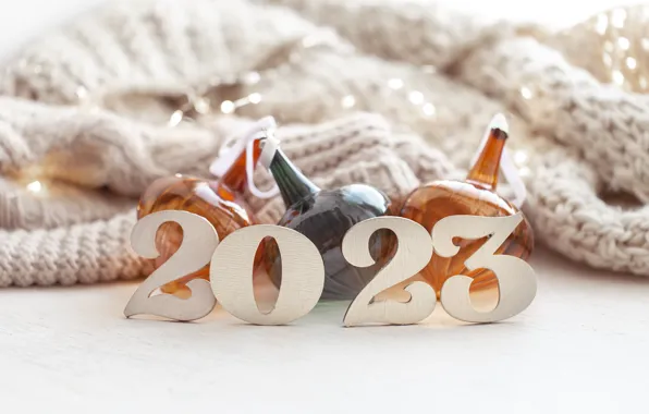 Christmas, figures, New year, light background, garland, sweater, date, bokeh