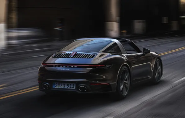 Street, 911, Porsche, in motion, ass, Targa, 2020, 992