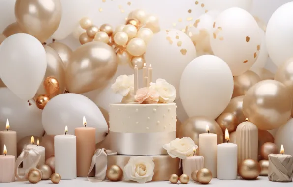 Balls, flowers, balloons, holiday, balls, Shine, roses, candles