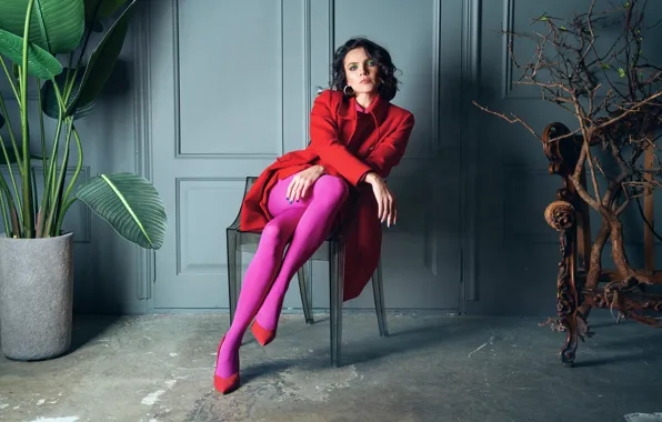 Girl, pose, style, actress, tights, legs, coat, Natalia Zemtsova
