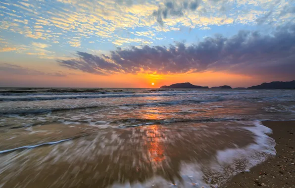 Sea, wave, beach, summer, the sky, sunset, summer, beach