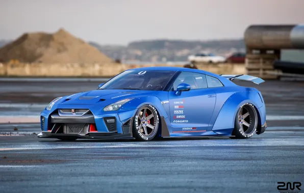 Auto, Blue, Machine, Nissan, GT-R, Rendering, Nissan GT-R, Vehicles