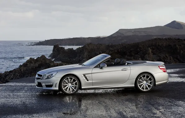 Picture sea, car, machine, the sky, water, clouds, nature, sky