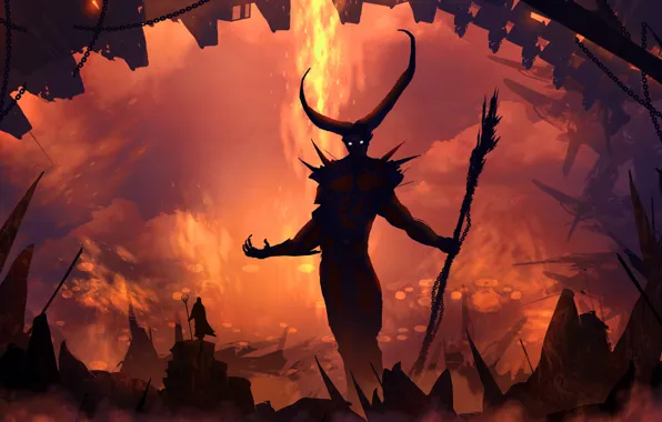 Figure, Monster, Silhouette, The demon, Landscape, Art, Landscapes, Digital Art