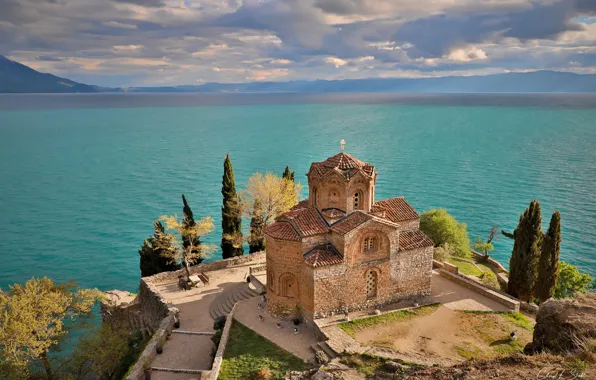 Lake, Church, Ohrid, Lake Ohrid, Church of Saint John at Kaneo, Ohrid, Lake Ohrid, The …