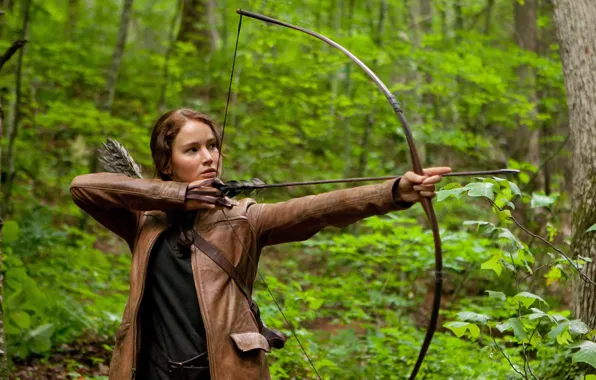 Picture brunette, bow, the hunger games, Jennifer Lawrence