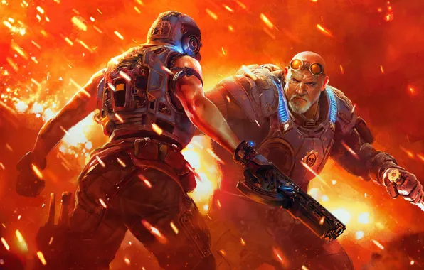 Gun, weapons, knife, soldiers, armor, Gears of War, Gears 5
