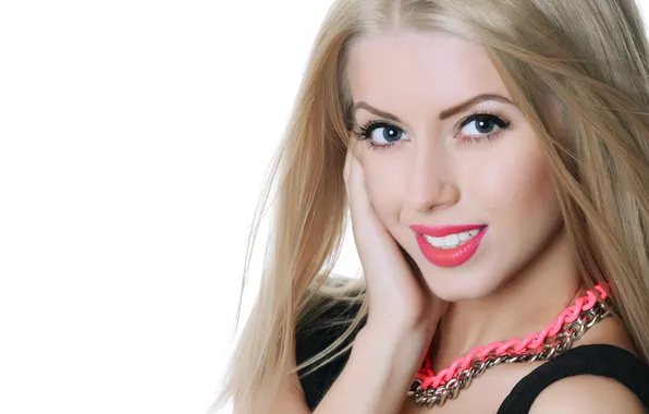 Girl, decoration, smile, background, model, hands, makeup