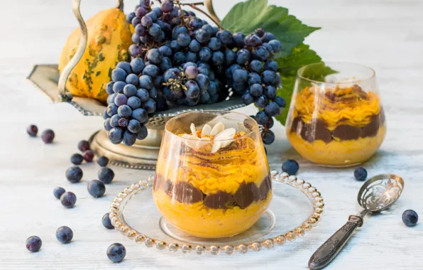 Picture food, chocolate, grapes, pumpkin, fruit, dessert, grapes, dessert