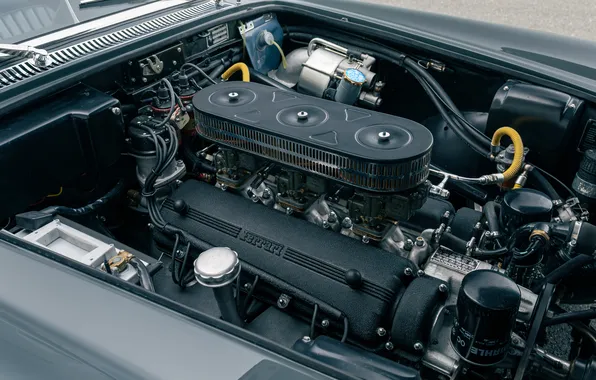 Ferrari, Convertible, Ferrari, sports car, retro cars, 1962, under the hood, car engine