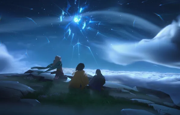 Night, nature, the game, art, the rift, travelers, game art, fantastic art