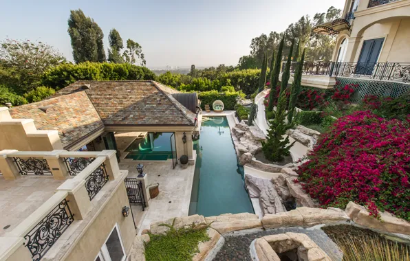 Picture design, style, Villa, pool, garden, CA, architecture, Los Angeles
