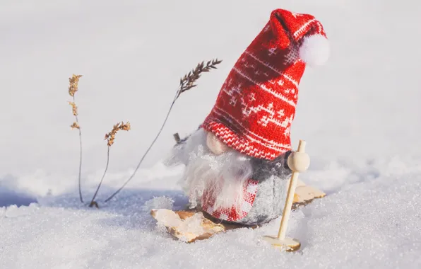Winter, holiday, toy, ski, Christmas, New year, Santa Claus, Christmas decorations