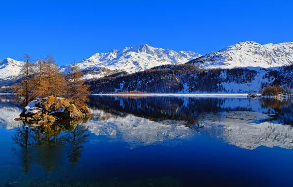 Mountains, lake, Switzerland