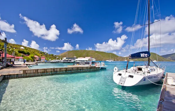 Picture home, yacht, pier, Caribbean, Caribbean, Virgin Islands, Bitter End Yacht Club Hotel, Yacht club