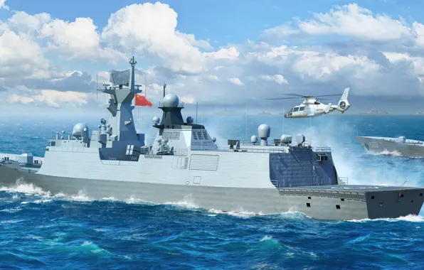 Wallpaper China, frigate, Multipurpose, Huangshan, Li Lao, PLA Navy ...