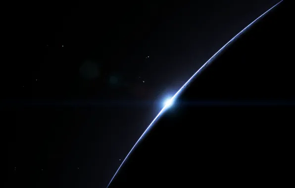 The sun, stars, sunrise, planet, black