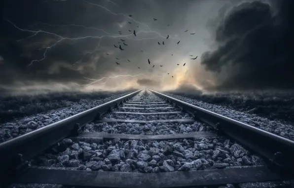 Nature, perspective, railroad