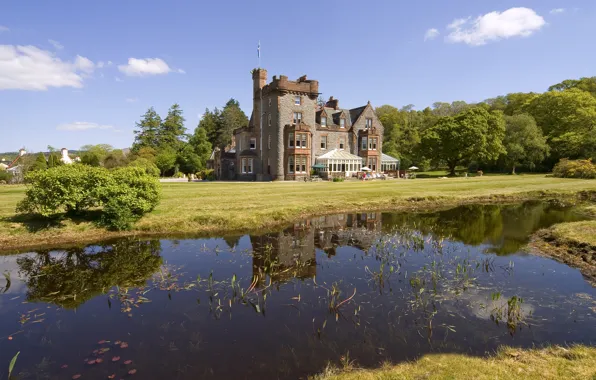 Summer, river, castle, Scotland