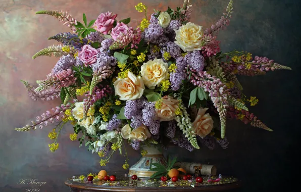 Still Life With Lilac Flowers by Andrey Morozov