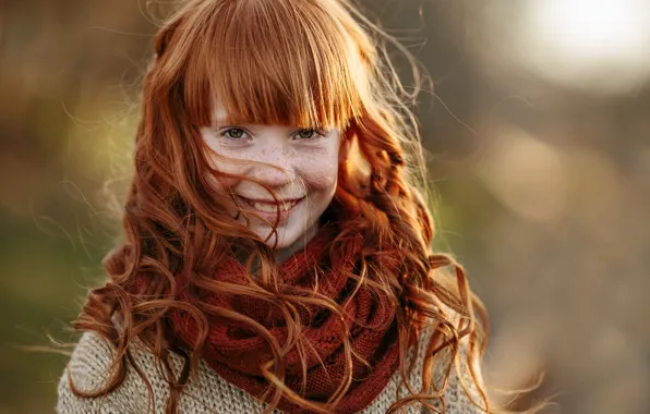 Picture smile, the wind, girl, freckles, Hizhnyakova Alexander