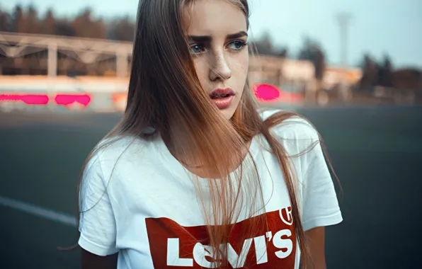 Picture field, look, lawn, Girl, t-shirt, brand, Sasha Rusko, Dasha Kaisarova Street