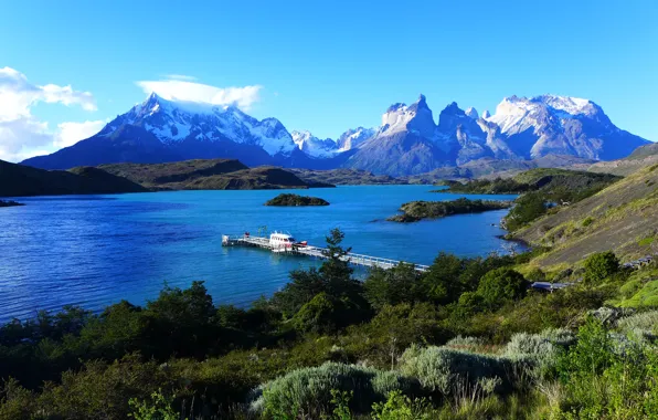 Picture the sky, mountains, lake, pier, pierce, Chile, Chile, Patagonia