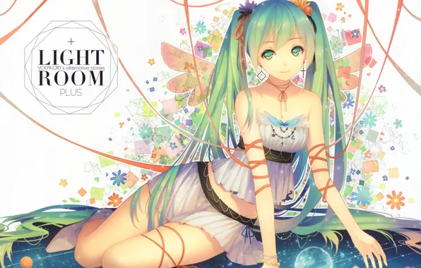 Picture girl, smile, earth, planet, wings, anime, art, vocaloid