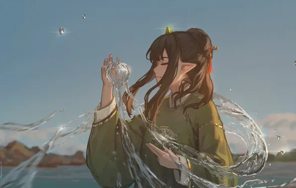 Water, girl, magic, elf