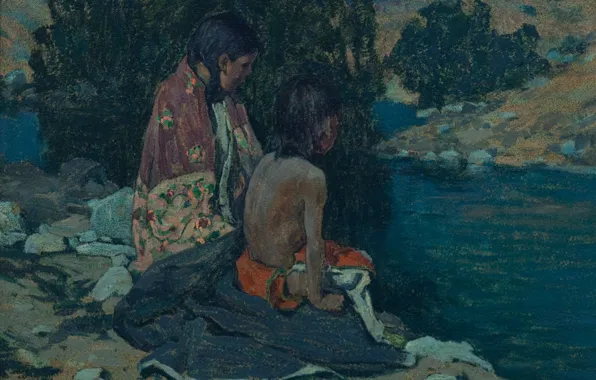 The river, Eanger Irving Couse, Two Indian Children