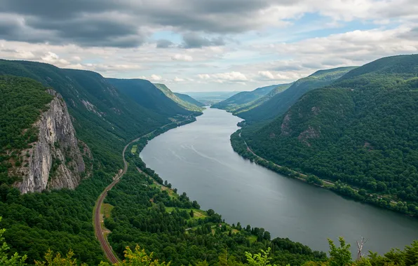 The sky, mountains, river, Wallpaper, valley, wallpaper, river, sky
