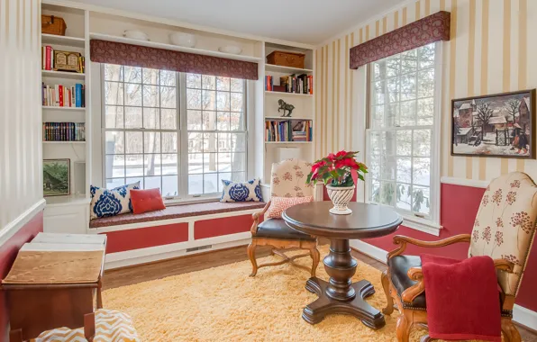 Design, table, room, Windows, chair, pillow, sill