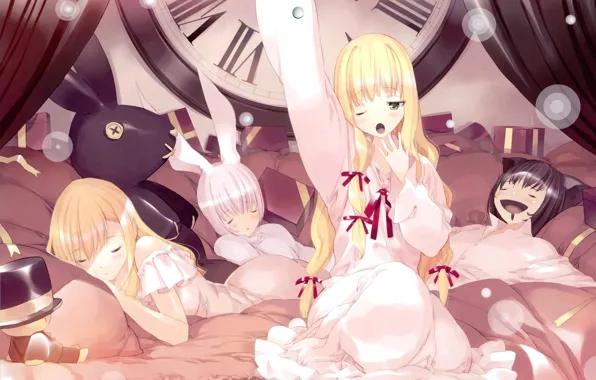 Watch, sleep, rabbit, Alice, nothing, art, alice in wonderland, pajamas