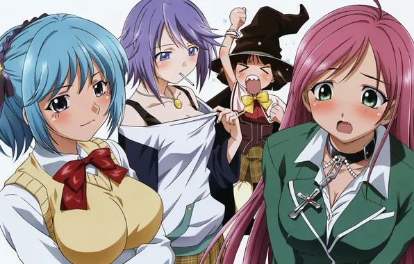 Girl, hat, anime, art, bow, kurono kurumu (Turkish language Foundation, Rosario+Vampire, Akashiya Moka