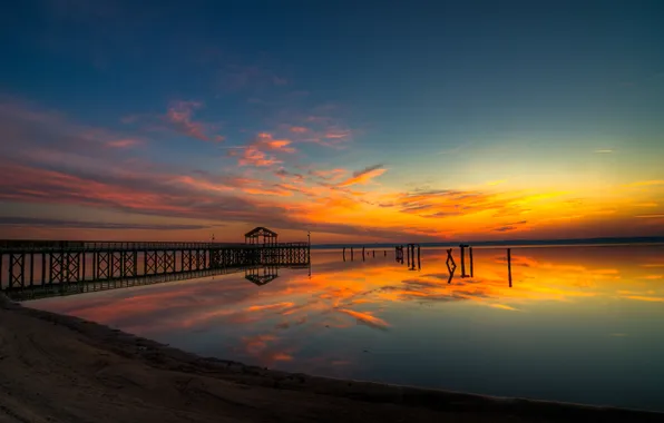 Picture sea, the sky, sunset, pierce, the bridge