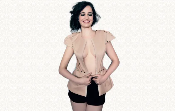Chest, actress, brunette, blouse, briefs, beautiful, smiling, Eva Green