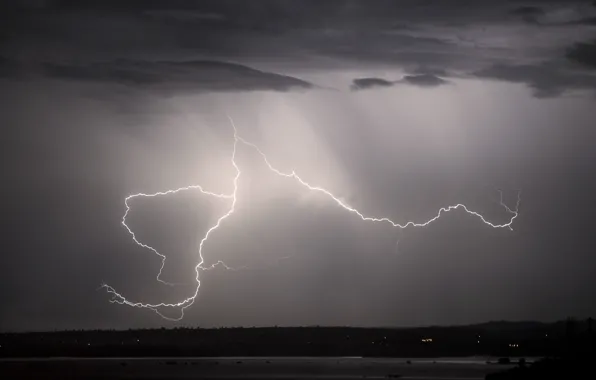 The sky, night, lightning