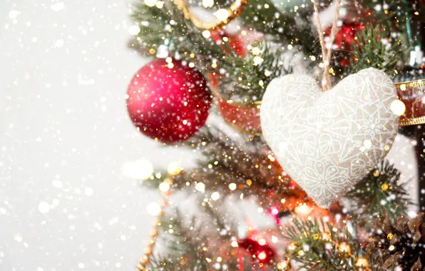 Toys, Spruce, New year, Holiday, heart