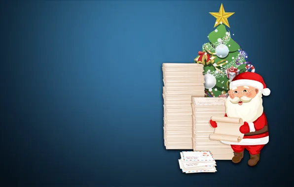 Minimalism, New Year, Christmas, Background, Santa, Tree, Feet, Holiday
