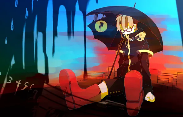 Rain, umbrella, guy, Vocaloid, Vocaloid, Kagamine Len