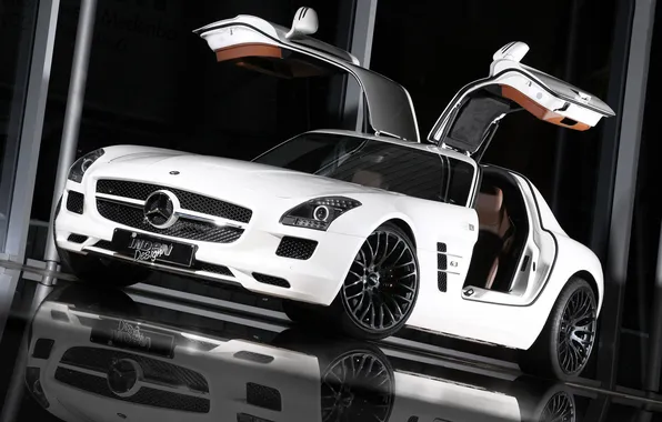 Car, machine, reflection, tuning, reflection, INDEN Design Mercedes SLS AMG, 2400x1602