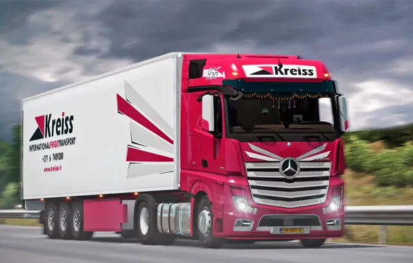 Truck, Mercedes, Track, Art, Tractor, The truck, Cargo, Trucker