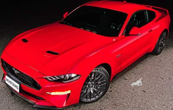 Red, Ford, the view from the top, Fastback, 2018, Mustang GT