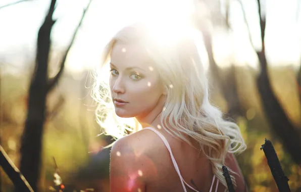 Girl, light, portrait, sunbeams