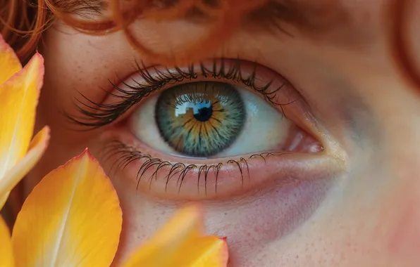 Girl, Look, Eyelashes, The pupil, Digital art, Closeup, AI art, The Art of Artificial Intelligence