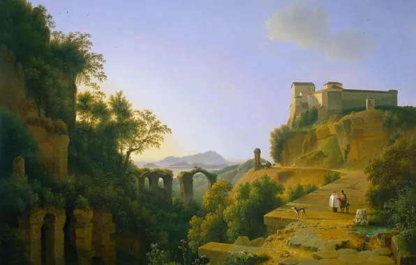 Picture landscape, oil, picture, canvas, The Bay of Naples on the Island of Ischia, 1818, Joseph …
