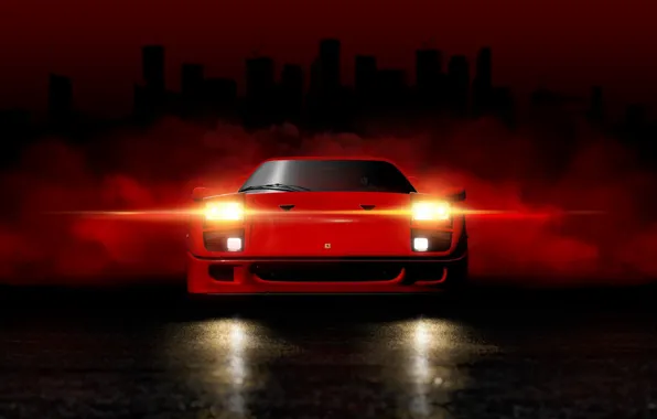 Red, Auto, Machine, Ferrari, F40, Rendering, Ferrari F40, Gran Turismo 6