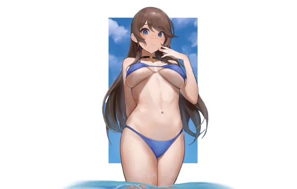 Girl, hot, sexy, wet, ocean, anime, pretty, seaside